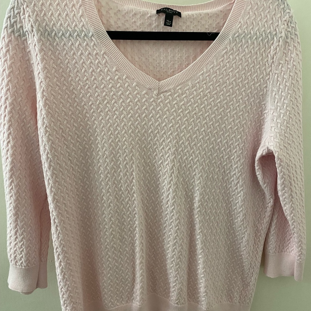 Talbots Soft Pink v neck sweater